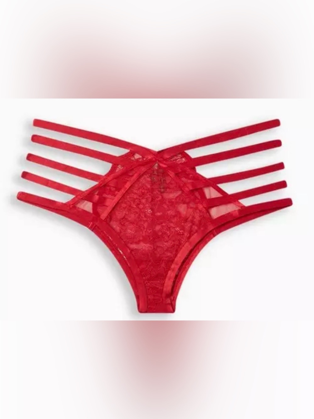 Torrid Curve Jester Red Straps And Lace Tanga Panty